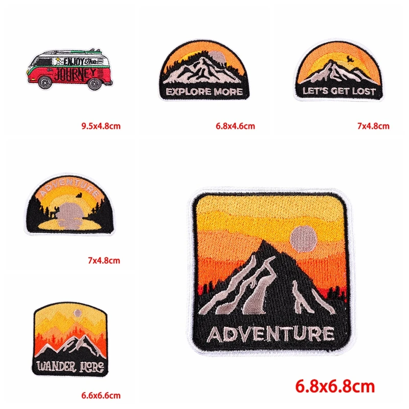 Parche bordado de Camping de montaña, apliques de costura DIY, parches termoadhesivos para ropa, 10 unids/lote - imagen 3