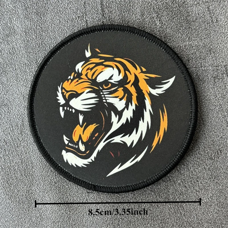 Parche para brazalete con estampado de tigre para ropa, insignia de moral táctica, parche militar con gancho, pegatina para mochila - imagen 3