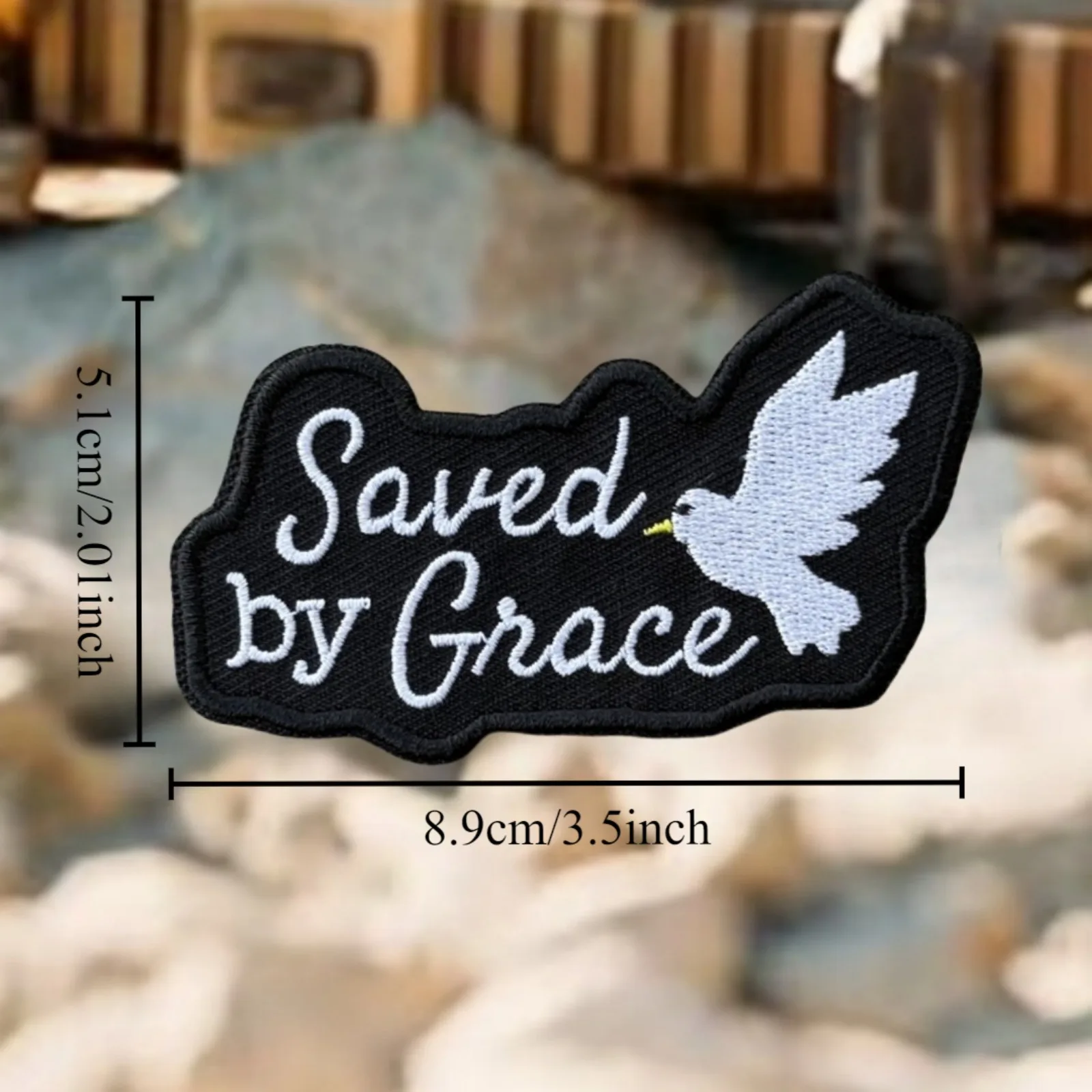 Parche salvado por Grace, parche bordado de Paloma moral, apliques tácticos, parches militares con gancho para ropa, pegatinas para mochila - imagen 2