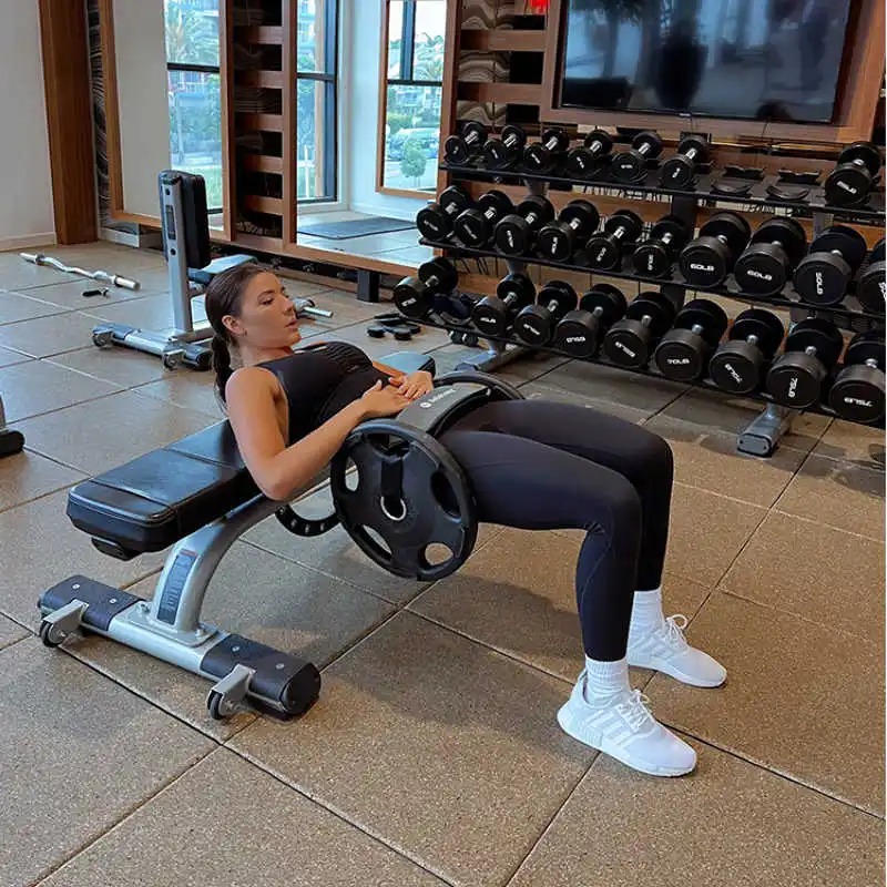 Cinturón de empuje de cadera ajustable profesional para mujer, entrenamiento de puente de glúteos, rodamiento de peso de sarga, Compatible con mancuernas, timbre - imagen 2