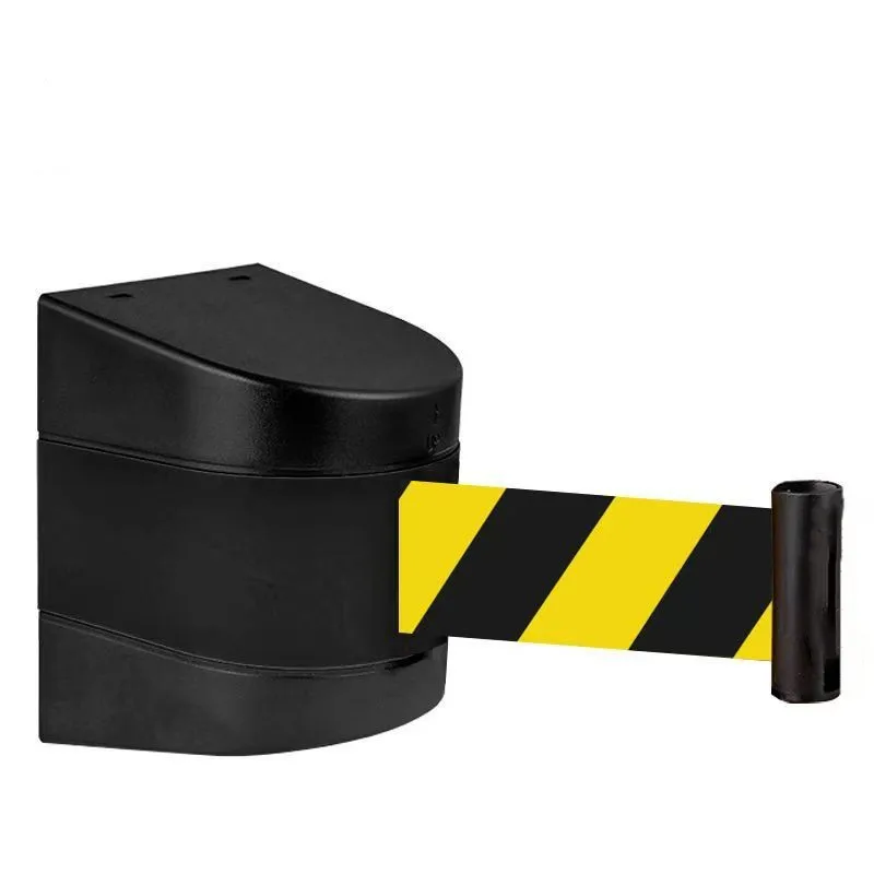 Cinta de advertencia de seguridad de 2M/5M/10M, cinturón telescópico montado en la pared, línea de advertencia negra y amarilla, cinturón de aislamiento para pasillo - imagen 3