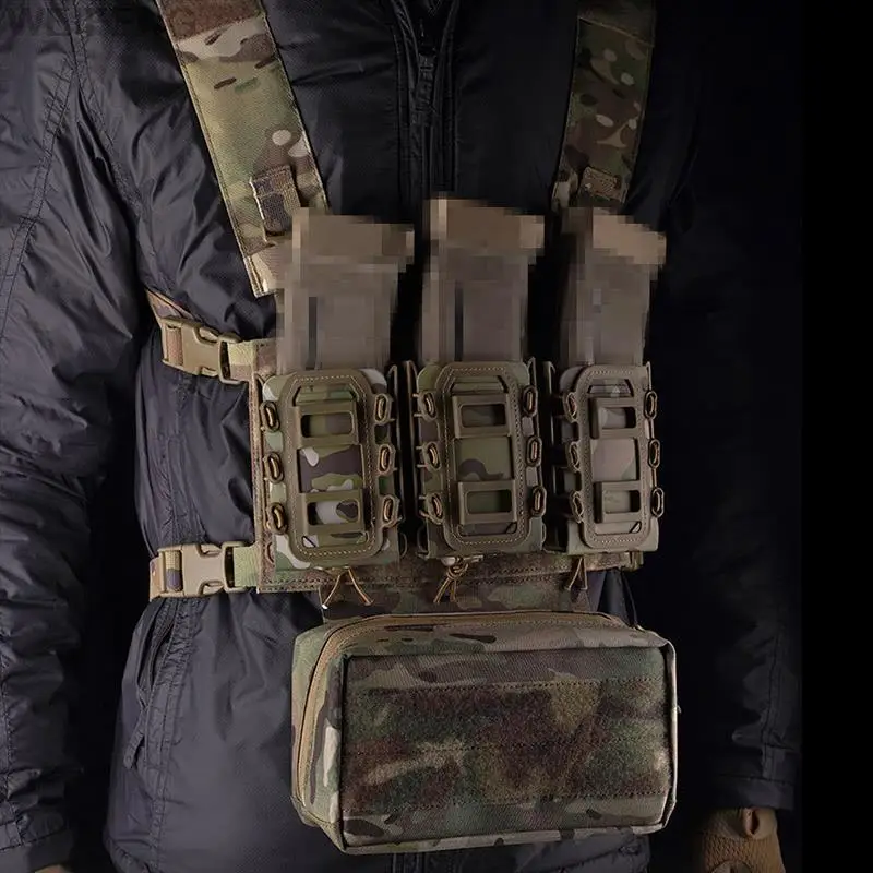 Chaleco táctico de 7,62/5,56mm, bolsa para revistas, aparejo de pecho de tablero cortado con láser para AK AR15 M4, portador de placa de caza Triple - imagen 4