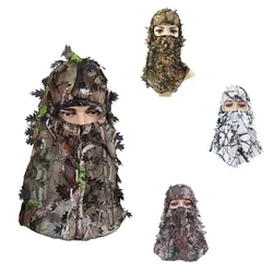 Mascarilla táctica de camuflaje estilo hoja de arce 3D, capucha de caza, trajes Ghillie, accesorios Airsoft para deportes al aire libre, Unisex