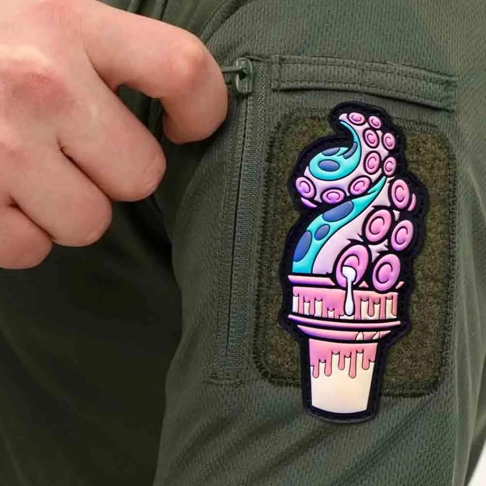 Parche táctico PVC 3D helado pulpo – Gancho y bucle para mochila - imagen 5
