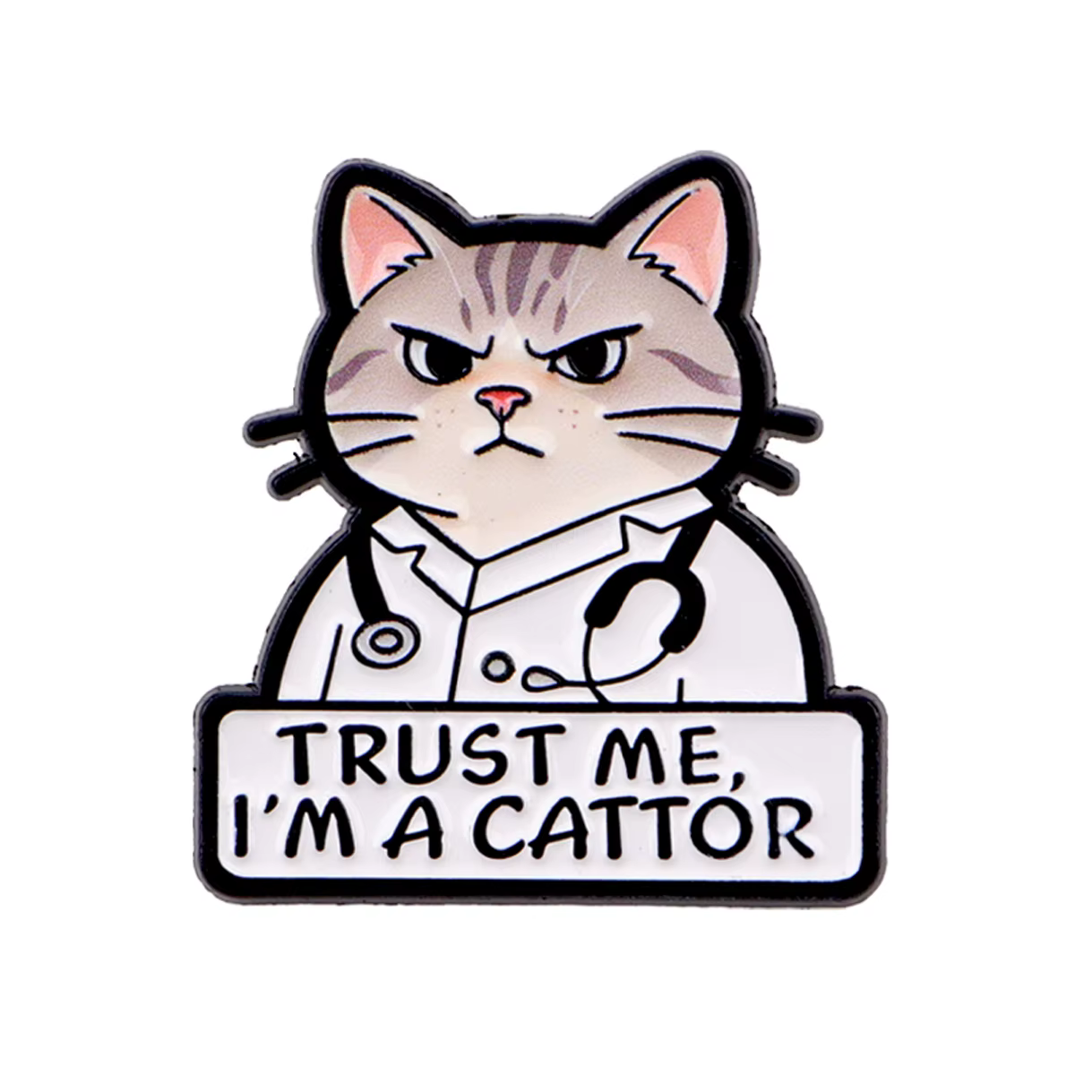Pin esmalte Veterinario Gatos – Broche humorístico chaqueta militar - imagen 2