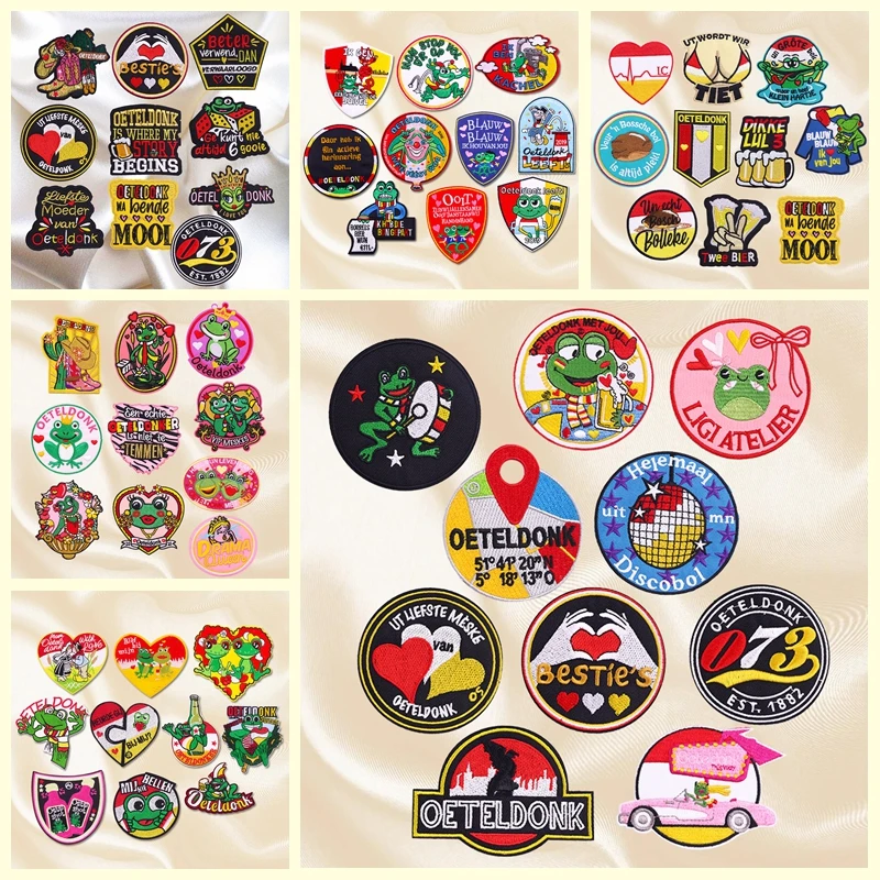 Juego de 10 Uds. De parches para carnaval de Países Bajos, parches para planchar DIY, emblema de Oeteldonk de Países Bajos, parches bordados para insignias de ropa