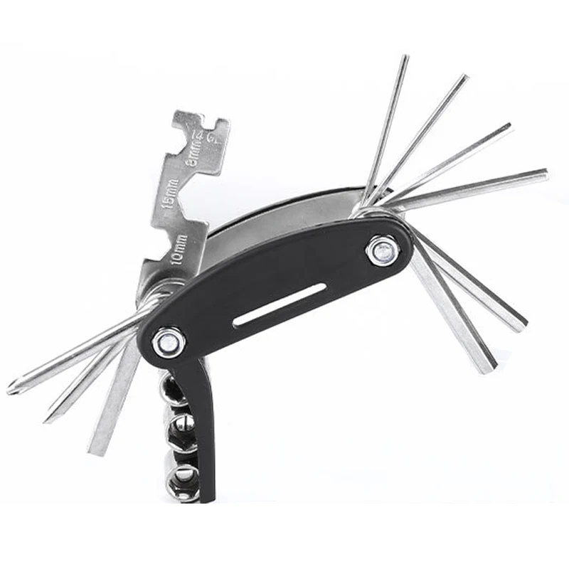 Kit multiherramienta compacta portátil para bicicleta, herramientas 16 en 1 para reparación de radios hexagonales, destornillador para ciclismo y viaje - imagen 5