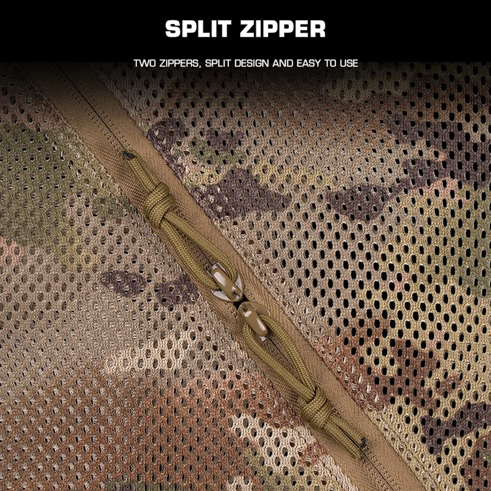 Bolsa de malla de estilo táctico para acampar al aire libre, ropa de viaje, bolsa de almacenamiento para sombreros, paquete de reciclaje de desorden, transpirable, de secado rápido, 16x16" - imagen 3