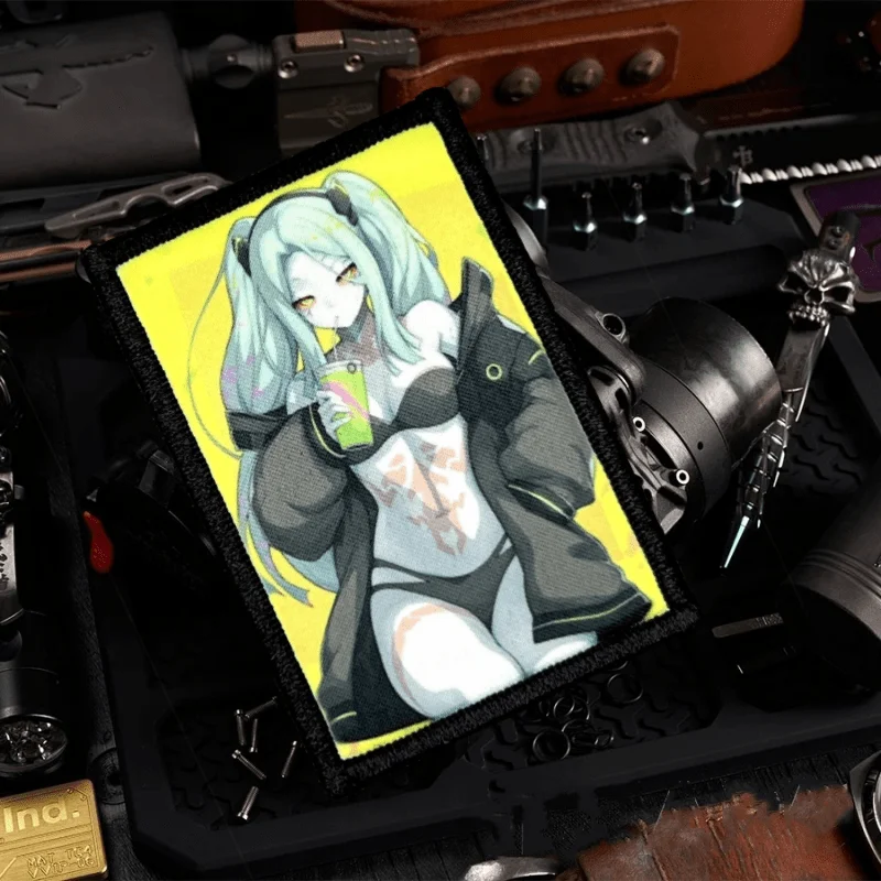 Parches de gancho y bucle con estampado de Chica de Anime, parche de insignia de moral táctica de belleza para Bikini, brazalete militar, ropa, pegatinas para mochila - imagen 4