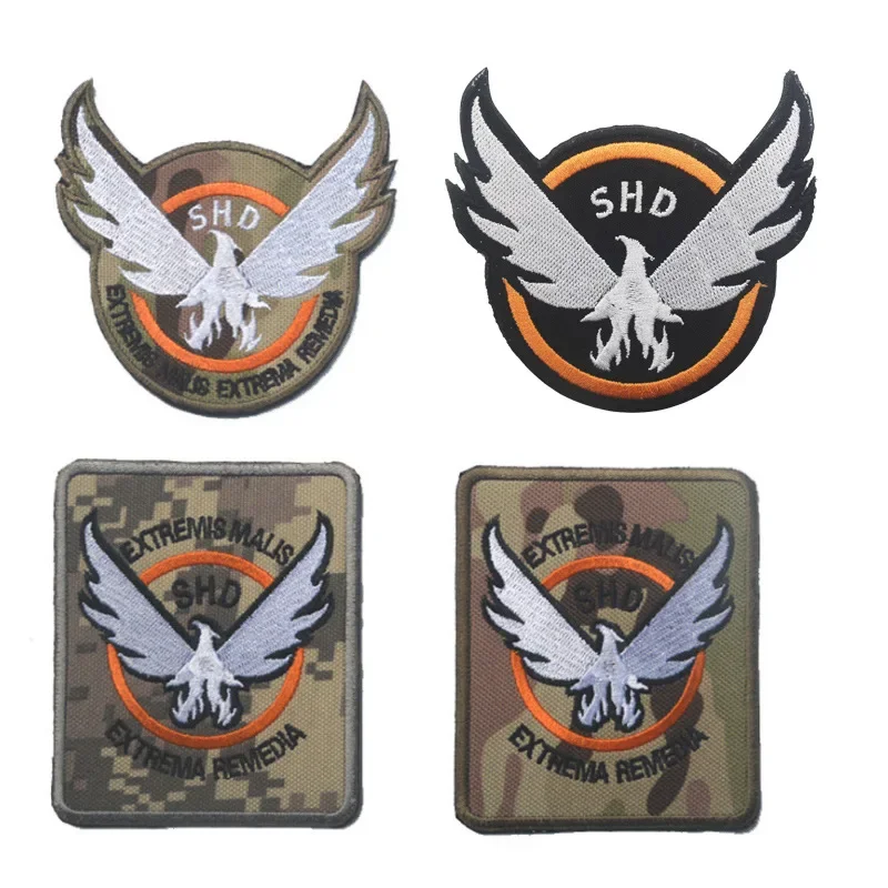 Parche bordado de la División, juego Airsoft, Cosplay, brazalete de PVC, insignia de alas SHD, parches de gancho y bucle de calavera táctica militar - imagen 3