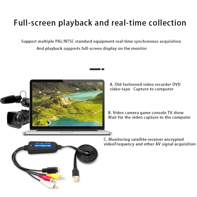 Convertidor VHS a Digital, convertidor vídeo USB 2,0, tarjeta captura VHS VCR a convertidor Digital, con - imagen 4
