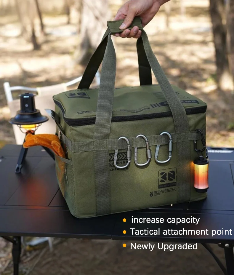 Bolsa de almacenamiento táctica para acampada, caja plegable aislada, vajilla de Picnic impermeable, equipo de campo, organizador de equipo al aire libre, 30-42L