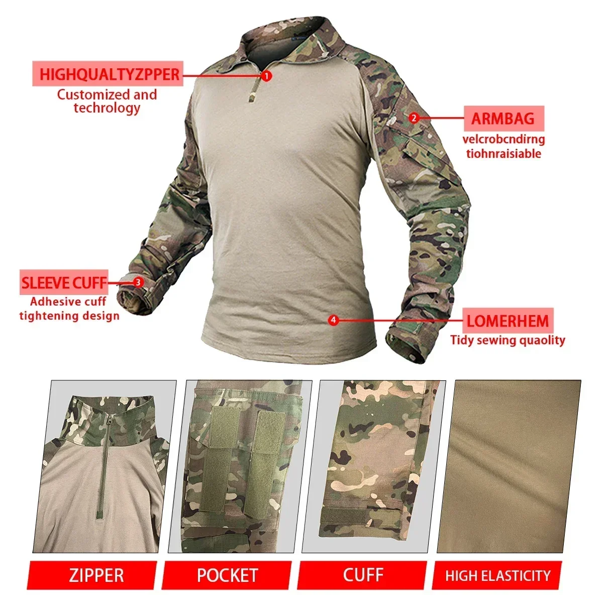 Uniforme de combate G3, camisas tácticas, camisas de senderismo de camuflaje, ropa de caza, ropa resistente al desgaste para hombres, pantalones Cargo elásticos para acampar - imagen 4