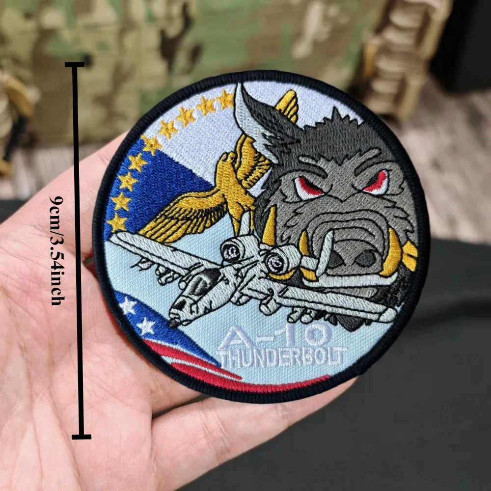 Parche táctico de moral Thunderbolt A-10, divertido bordado de jabalí, emblema de gancho y bucle, insignia militar, brazalete de combate, pegatinas para mochila - imagen 3