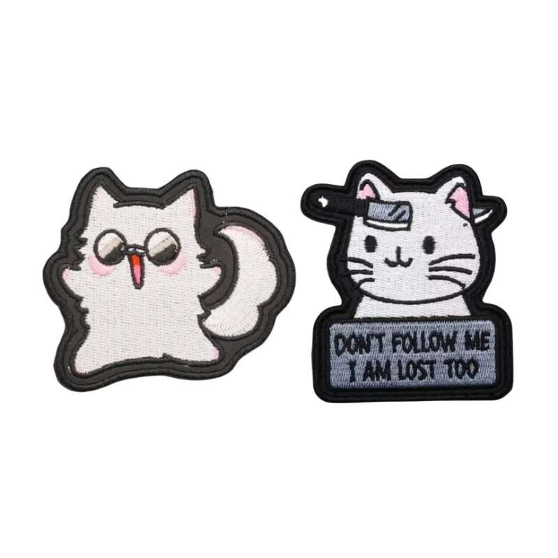 Parche bordado de gato de dibujos animados, insignia de Moral de Jujutsu Kaisen, mochila, sombrero, pegatinas de gancho y bucle, parches para ropa