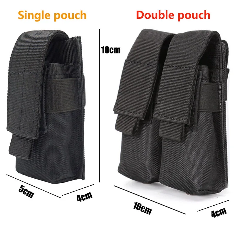 Bolsa de munición de doble 9mm para pistola Molle Mag, bolsa de soporte para linterna, paquete de accesorios militares de caza táctica - imagen 3