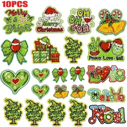 Juego de 10/12 Uds. De parches bordados de la serie navideña, sombreros, ropa, parche para coser de dibujos animados, parches para planchar para ropa, decoración del hogar DIY