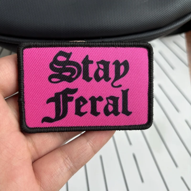 Parche de impresión Rosa Feral para niñas y niños, insignia de moral táctica, emblema de velcro, pegatinas divertidas, accesorios para exteriores