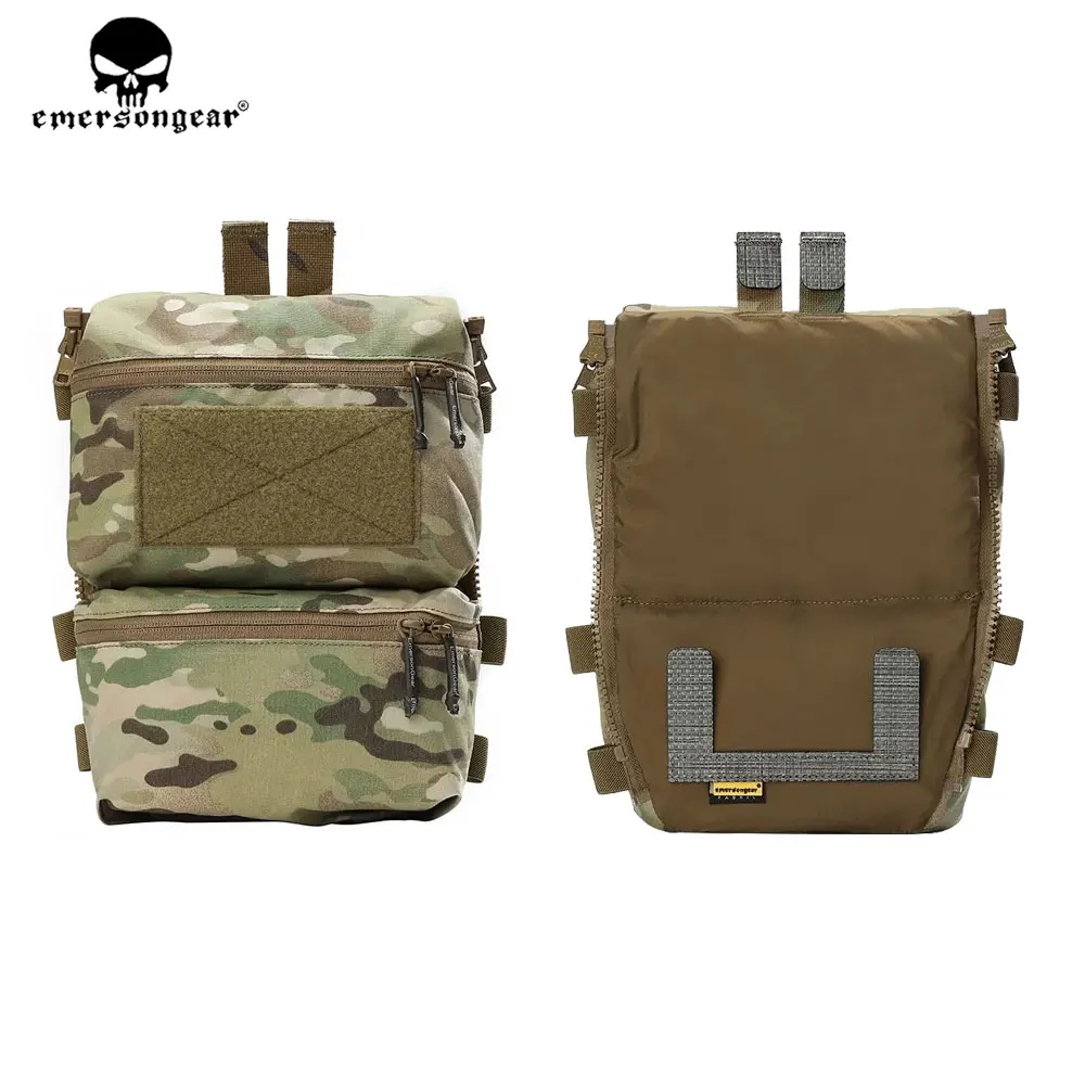 Emersongear FRO Style V5 chaleco Panel trasero doble bolsa con cremallera ajuste Universal placa portador accesorios chaleco táctico expansor
