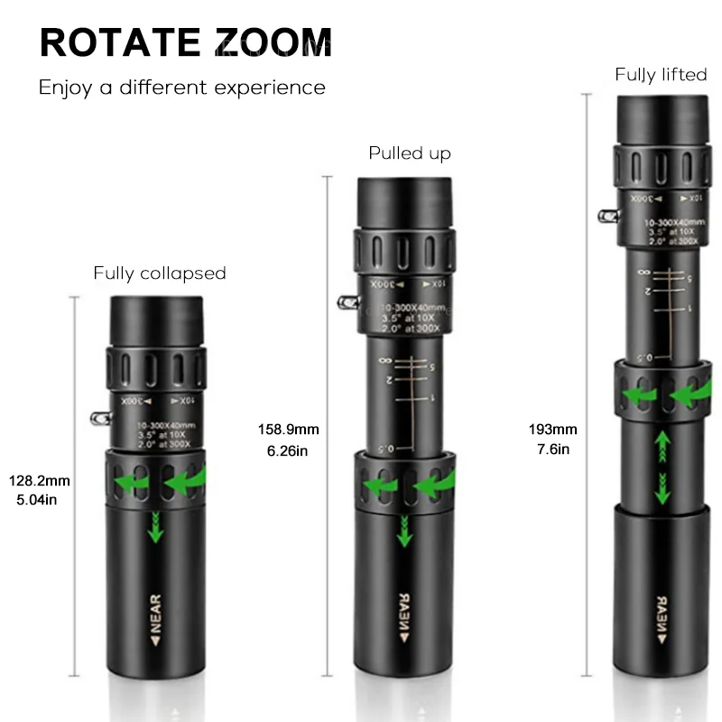 Telescopio Monocular profesional de largo alcance para caza y acampada, binoculares potentes portátiles HD 4K con Zoom 10-300x40, BAK4-Prisms - imagen 2