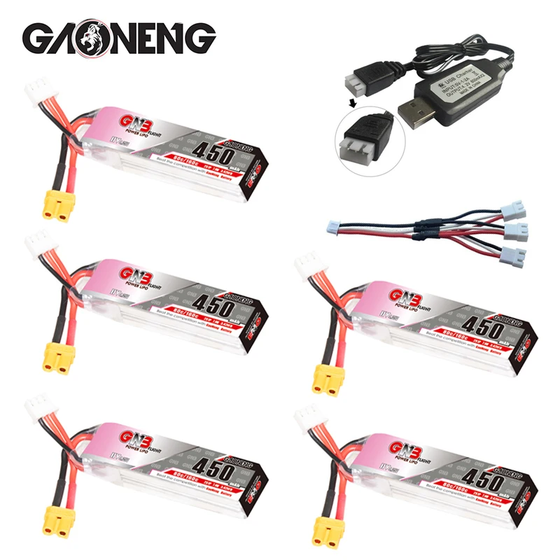 GNB 2S 7,6 V 450mAh 80C/160C HV Lipo batería + cargador con XT30 para Dron de carreras FPV Quadcopter piezas de helicóptero batería de 7,6 V