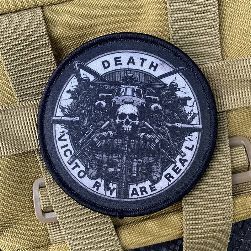 Parche de calavera "DEATH VICTORY AREREAL", insignia de moral militar táctica, gancho y bucle, mochila, ropa, pegatina decorativa, brazalete - imagen 5