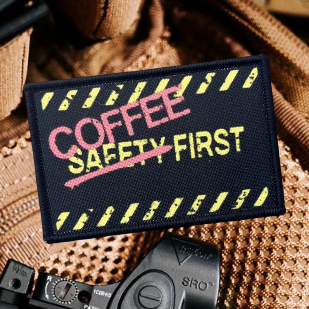 Parche de insignia de primer moral de café, brazalete táctico, parches de gancho y bucle impresos para ropa, mochila, accesorios, pegatinas