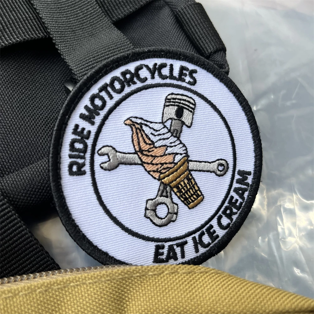 Parches bordados para comer helado, insignia de moral táctica, pegatina de gancho y bucle para mochila - imagen 3