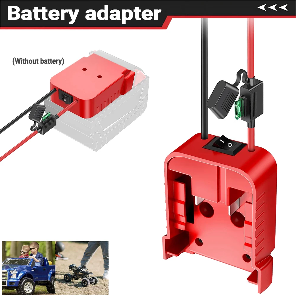 Adaptador de batería 18V Milwaukee M18 con interruptor y conector - imagen 2