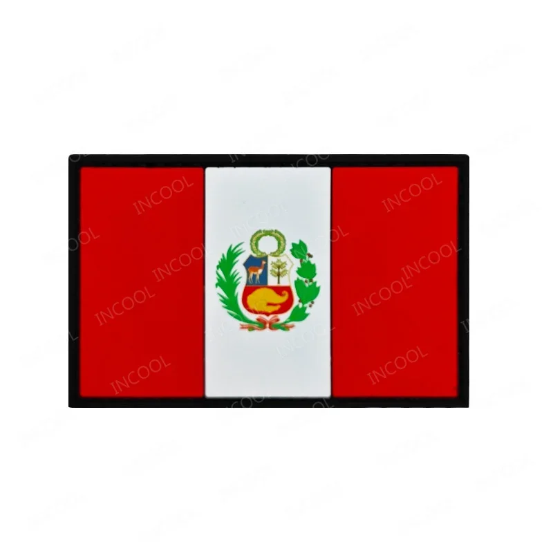 Parches reflectantes IR con bandera de Perú, brazalete táctico peruano de goma de PVC bordado, insignias decorativas con gancho para hombro - imagen 5