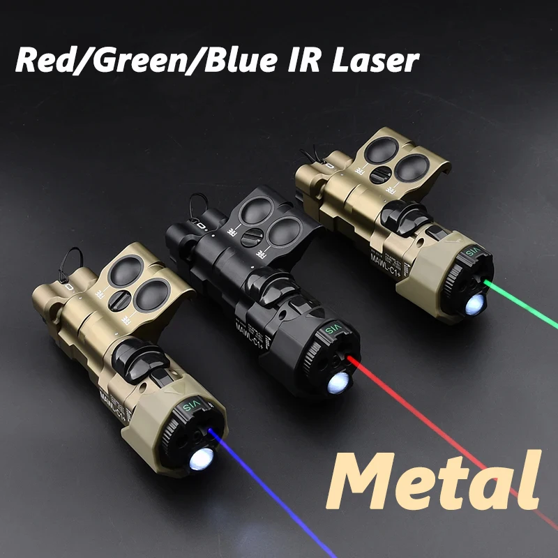 MAWL-C1 táctico mejorado CNC Metal rojo verde punto azul mira láser iluminación IR Airsoft caza láser con cubierta trasera de batería - imagen 2