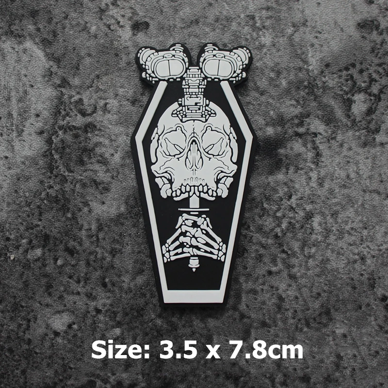 Projektmonark parches luminosos 3D de PVC, insignias tácticas para ropa, decoración de bolsas, armas de lucha de calavera caliente, brillo nocturno - imagen 2
