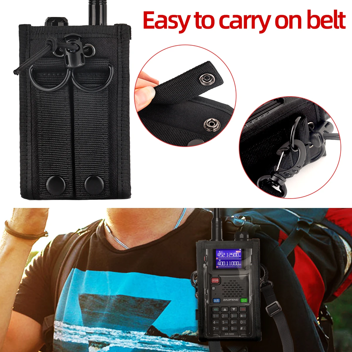 BaoFeng Walkie Talkie funda Molle Radio bolsa para Baofeng UV-5RH UV-5R UV-21R 17R Quansheng K5 PLUS Ham Radio Nylon Radio caso - imagen 4