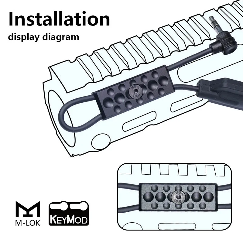 Máquina táctica de gestión de cables Airsoft, sistema inalámbrico compatible con MLOK keymod, almohadilla de presión de linterna CNC PEQ M600 - imagen 3