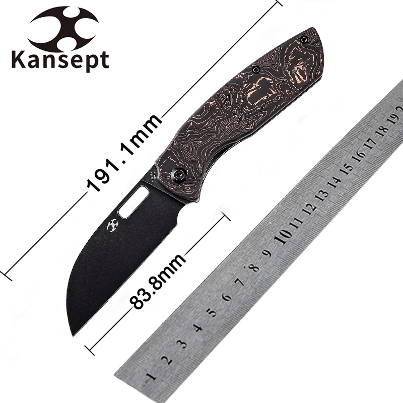 Kansept Convict cuchillo plegable EDC hoja damasco CPM-S35VN Micarta