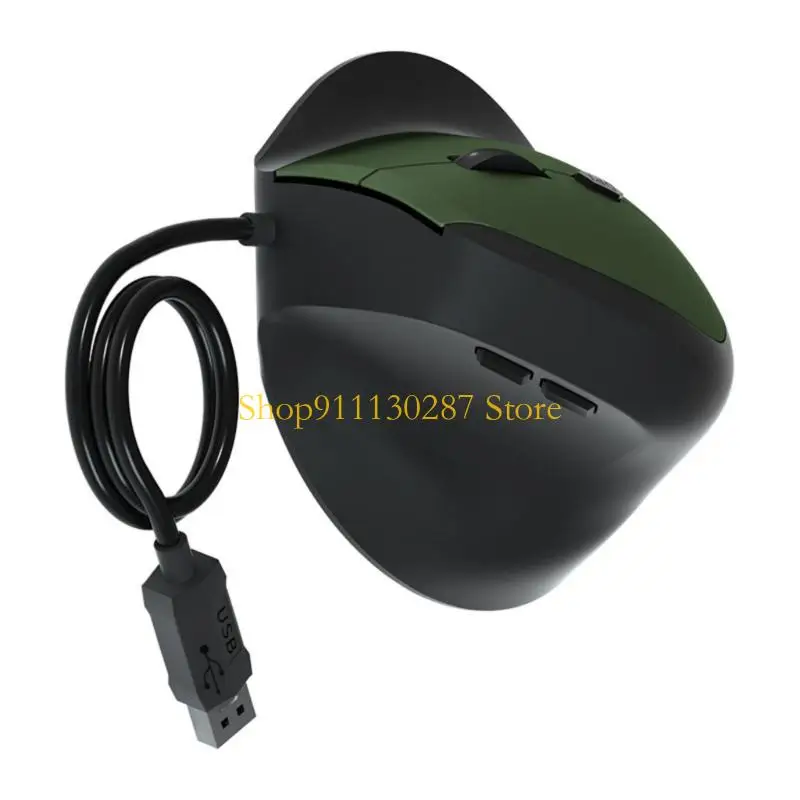 Ratón Vertical con cable USB J1HC con 6 botones personalizables, 1600DPI, ergonómico para ordenador escritorio, PC, portátil,