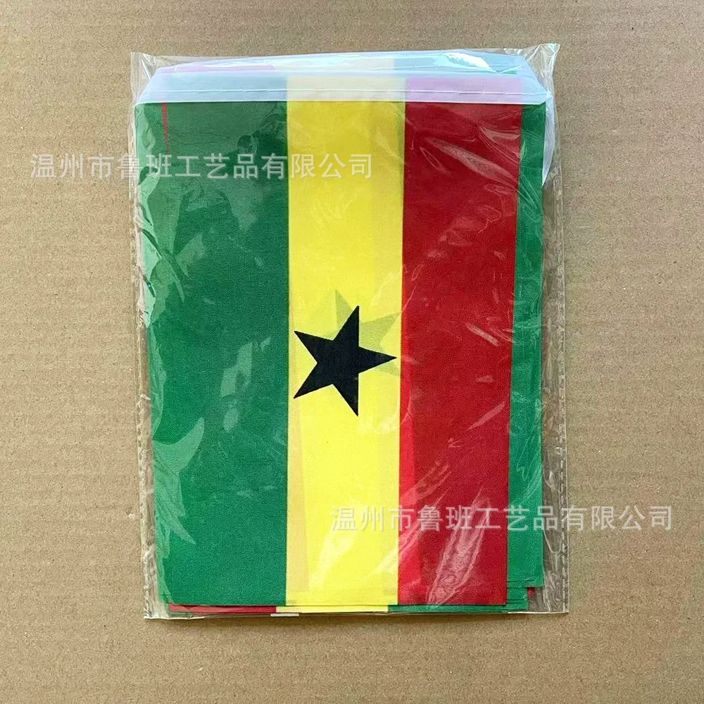 Banderines SKY Banderines de Ghana, 14x21cm, 20 unids/lote, banderas de cuerda de Ghana, banderín para decoración de fiesta y Festival - imagen 2