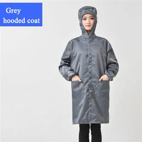 Gray hooded coat