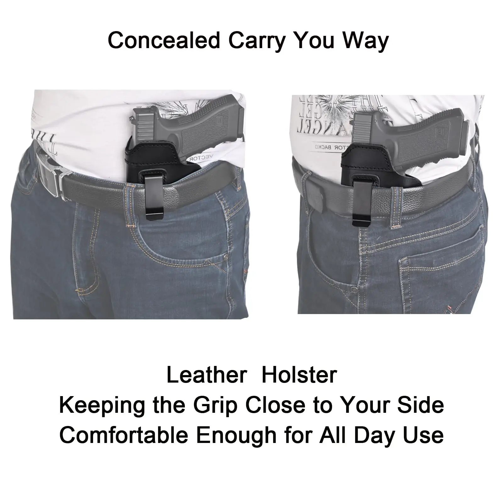 Fundas de cuero IWB para pistola de transporte oculto, funda para pistola de mano, fundas interiores para cinturilla para Glock 17 19 22 23 43 - imagen 5