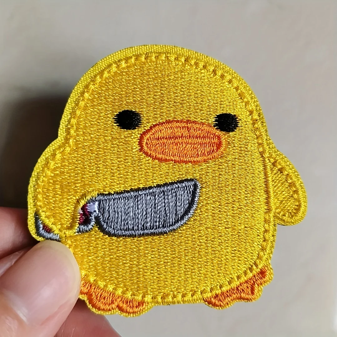 parches velcro mochila tácticos de bordados 1pc divertido lindo pollito amarillo Meme parche Velcros moral pato gancho y bucle insignia brazalete para chaquetas al aire libre, mochilas Molle DIY - imagen 2