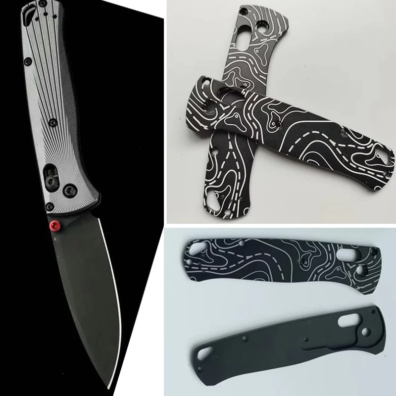 Línea de camuflaje, cuchillo de oxidación, básculas con mango de aluminio para cuchillos Bugout 535, agarre, accesorios para hacer bricolaje