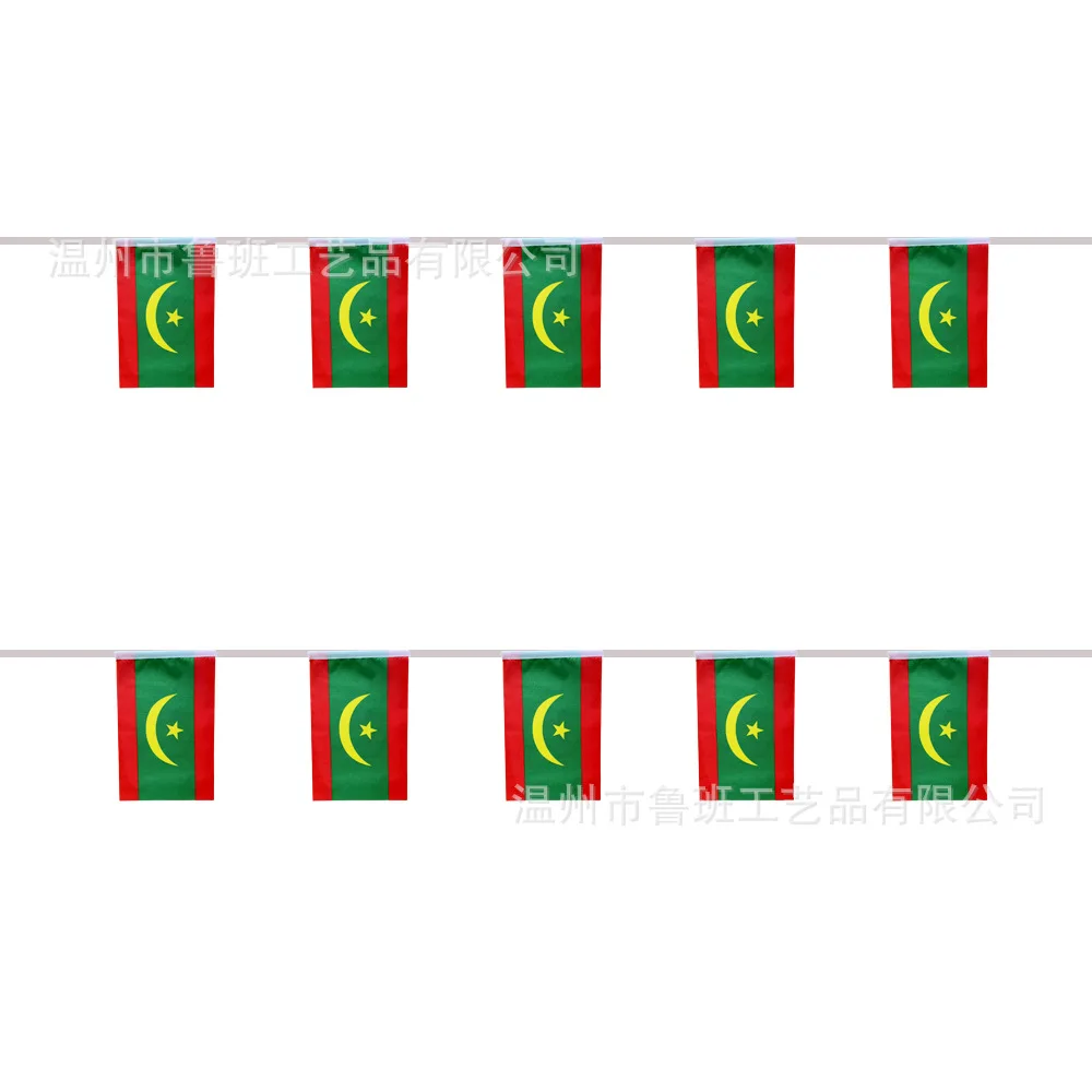 Banderines SKY BANDERA Mauritania 14x21cm 20 unids/lote banderas de cuerda Mauritania banderín Banner para decoración de fiesta Festival