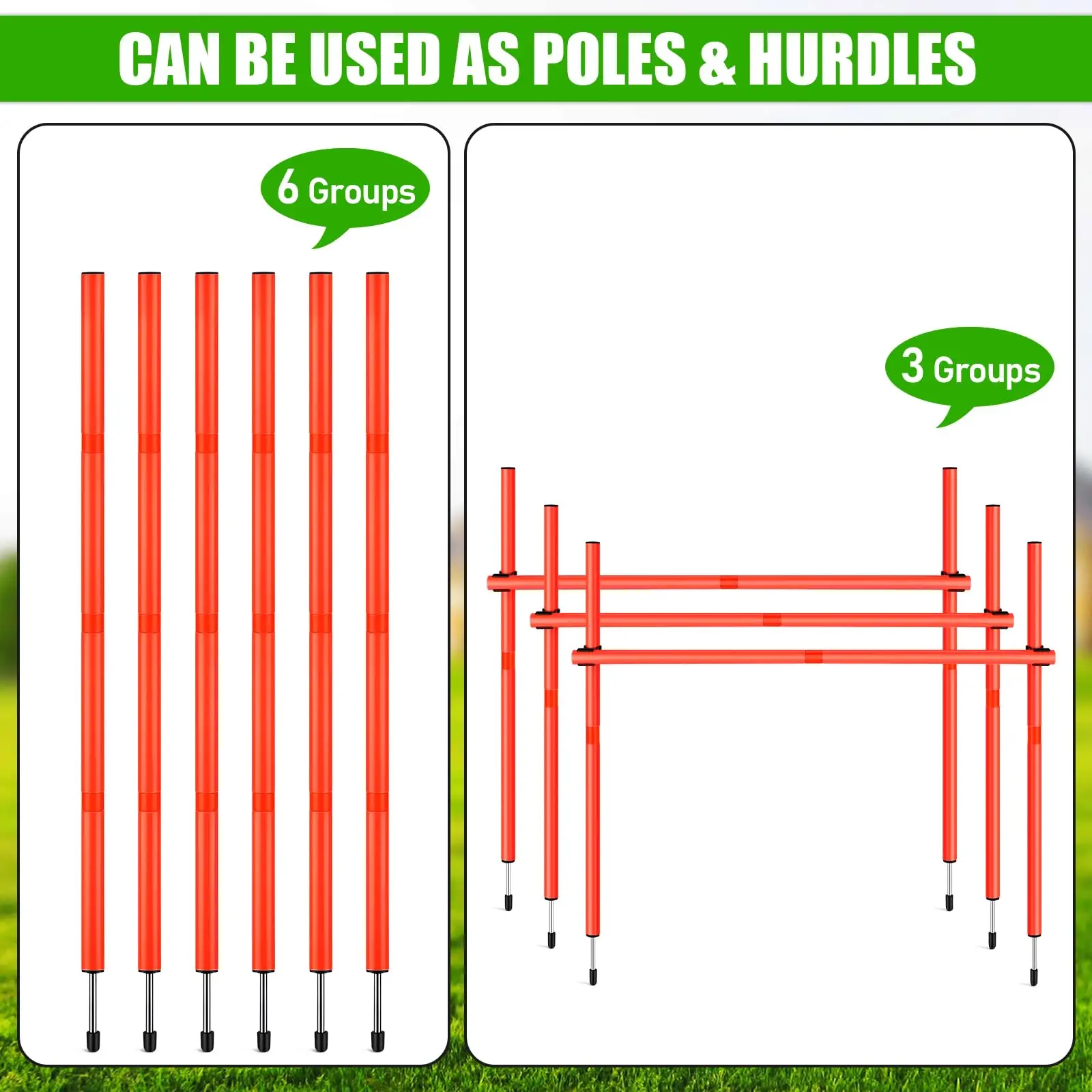 Postes de entrenamiento de agilidad de fútbol ajustables, 6 uds., 6 pies, palos de velocidad de entrenamiento deportivo desmontables, juego de entrenamiento de Slalom para taladros de fútbol - imagen 4