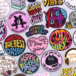 Parche bordado feminista de buenas vibraciones, parche Fusible con eslogan de empoderamiento positivo para chaqueta, chaleco, desempañamiento, decoración diaria