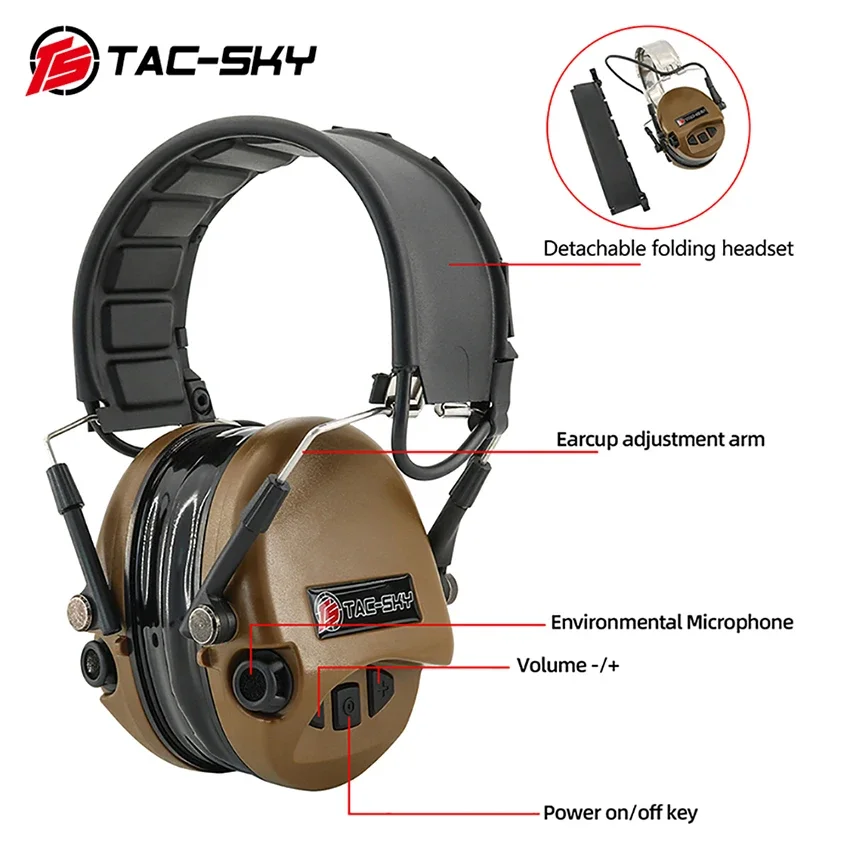 TS TAC-SKY-auriculares tácticos militares SORDIN Airsoft TEA, protección auditiva Tierl, cancelación de ruido - imagen 3