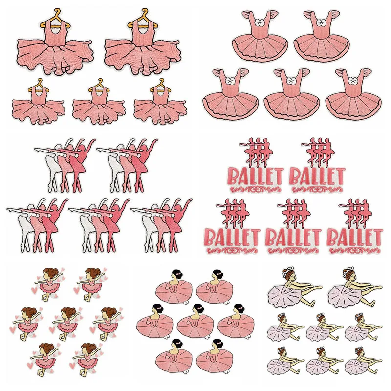 10 unids/lote apliques de bailarina/parche bordado parches para planchar para ropa parches termoadhesivos para ropa insignias Fusibles - imagen 2