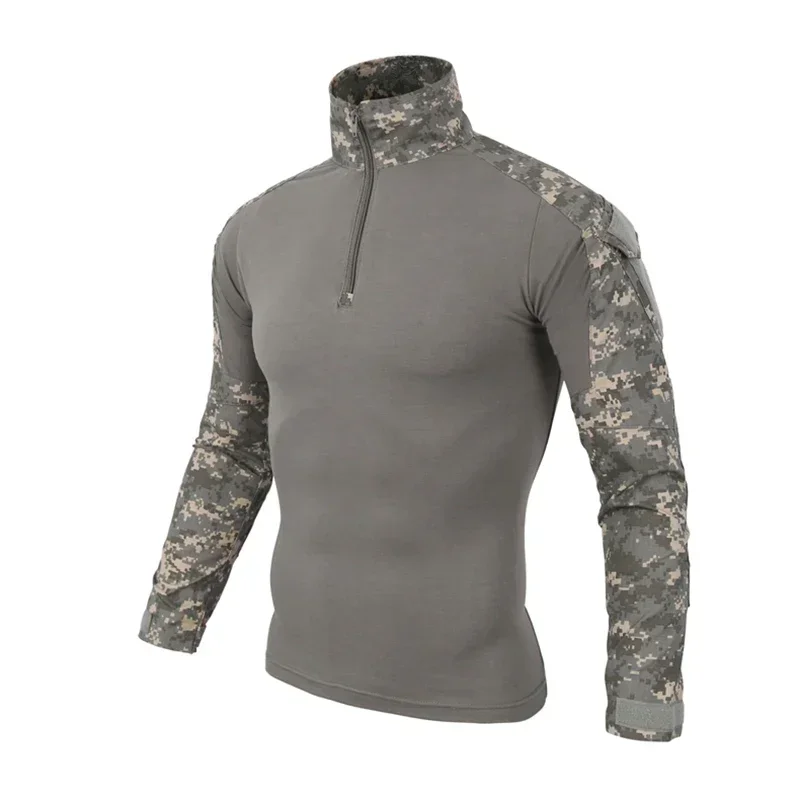 Camisetas tácticas para senderismo al aire libre para hombre, camisa de escalada de caza de manga larga de camuflaje para caza, ropa deportiva transpirable para hombre - imagen 2