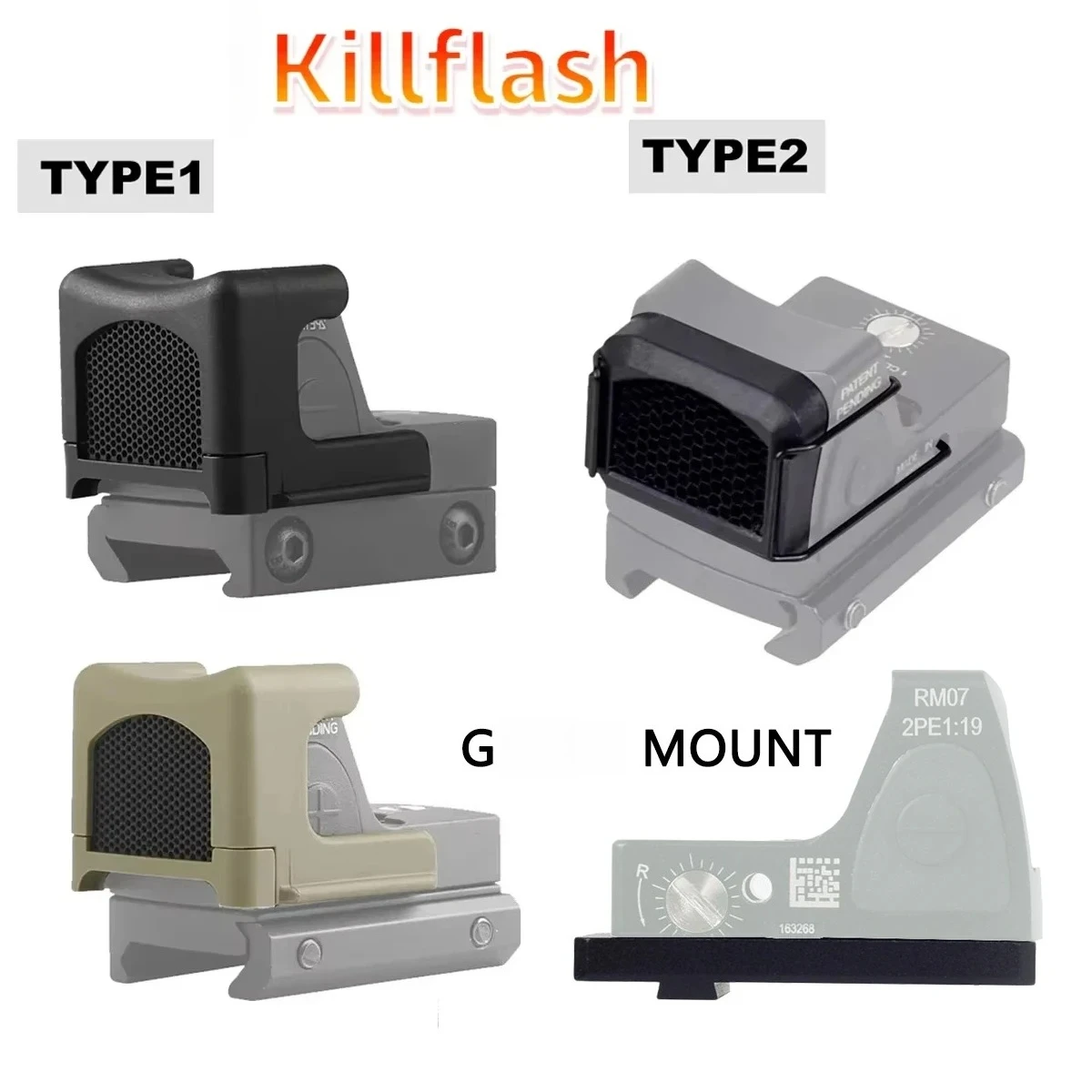 Cubierta de lente táctica Killflash RM, Protector de alcance de punto rojo, pistola de caza óptica, visión de Rifle, Material plástico G17 G19