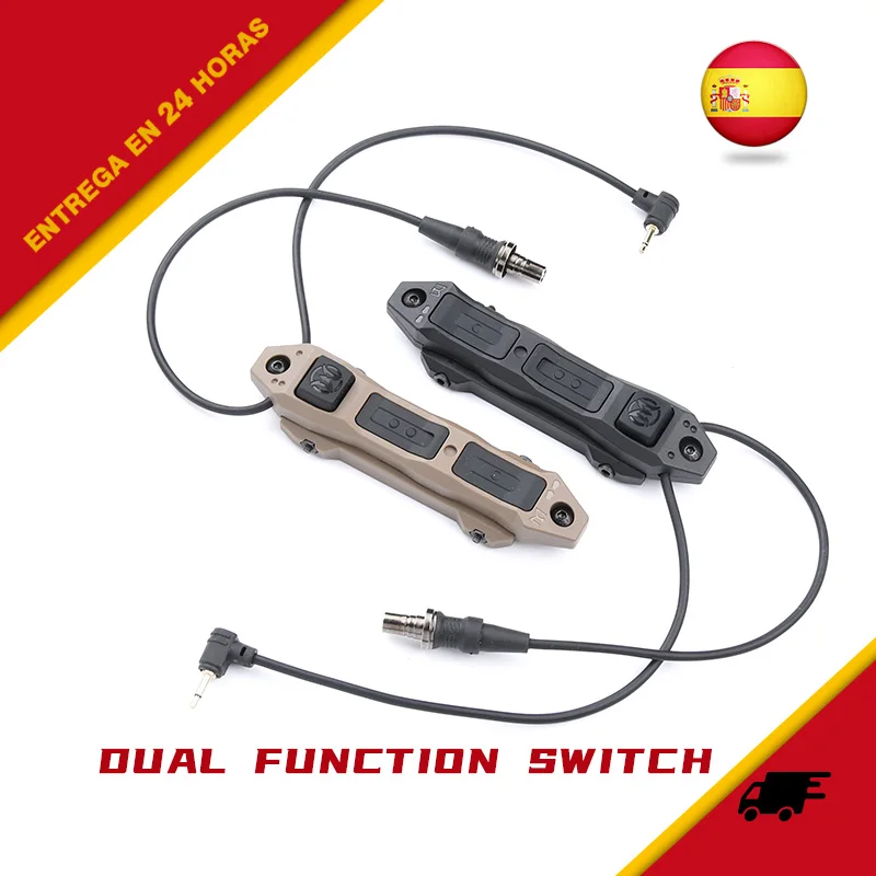 WADSN-interruptor remoto táctico de doble Control para linterna Airsoft Surefir M300 M600, enchufe de 2,5mm y 3,5mm, láser PEQ DBAL MLOK KEYMOD