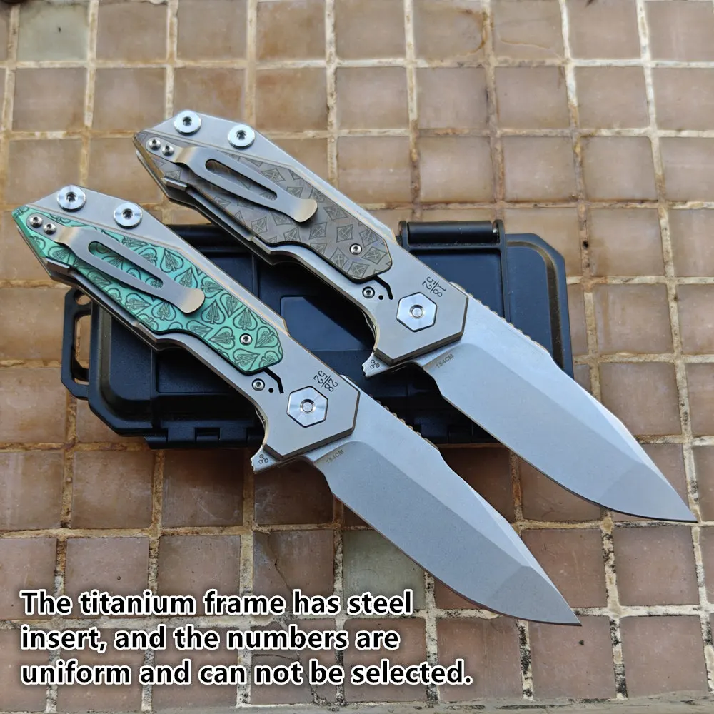 Hinderer cuchillo táctico plegable mango de titanio y rodamientos